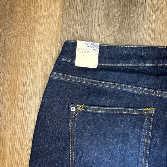 Pilcro Womens Blue Denim The Split‎ Straight Leg Jeans High Rise Size 16W NWT - Picture 7 of 16